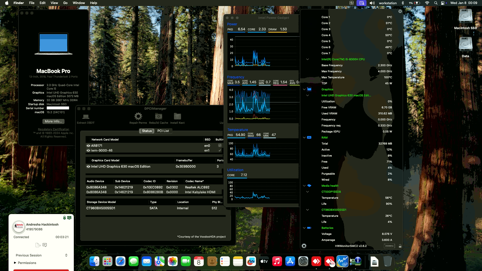 Success Hackintosh macOS Sequoia 15.2 Build 24C101 in MSI Gaming GL63 8RC-262IN